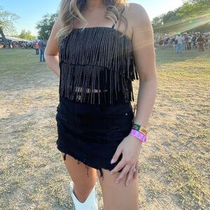 Bedazzled Sparkly Fun Fringe Party Top